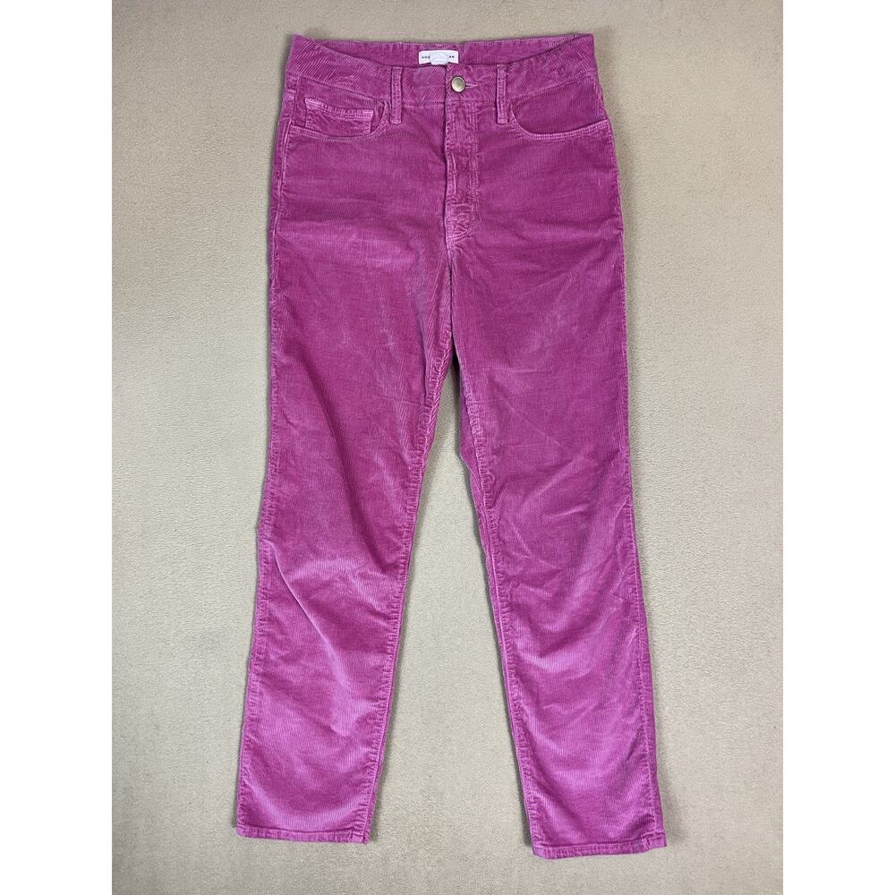 Good‎ American Pants Womens 4/27 Pink Corduroy Slim Straight Mid Rise Zip Fly